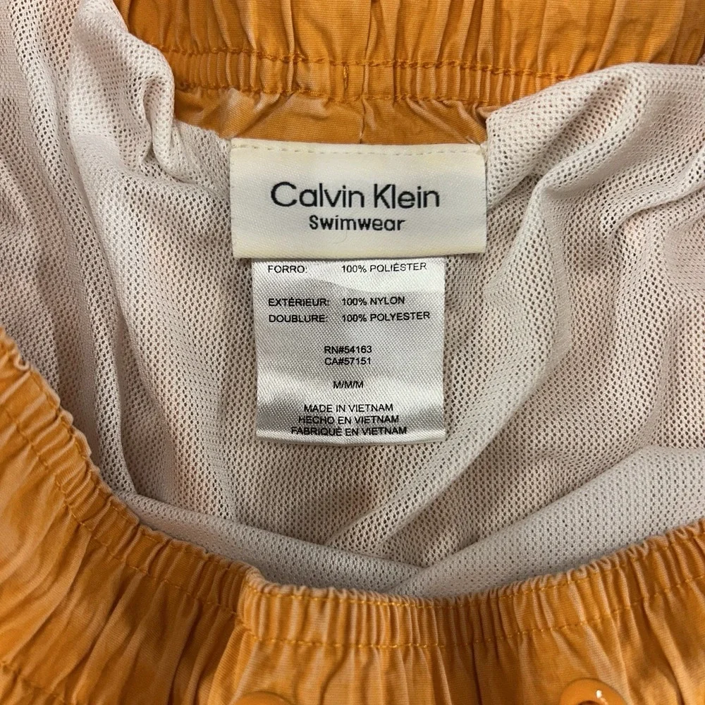 VTG Calvin Klein Men's Swim Trunks Size Medium Orange Mesh Lined Drawstring